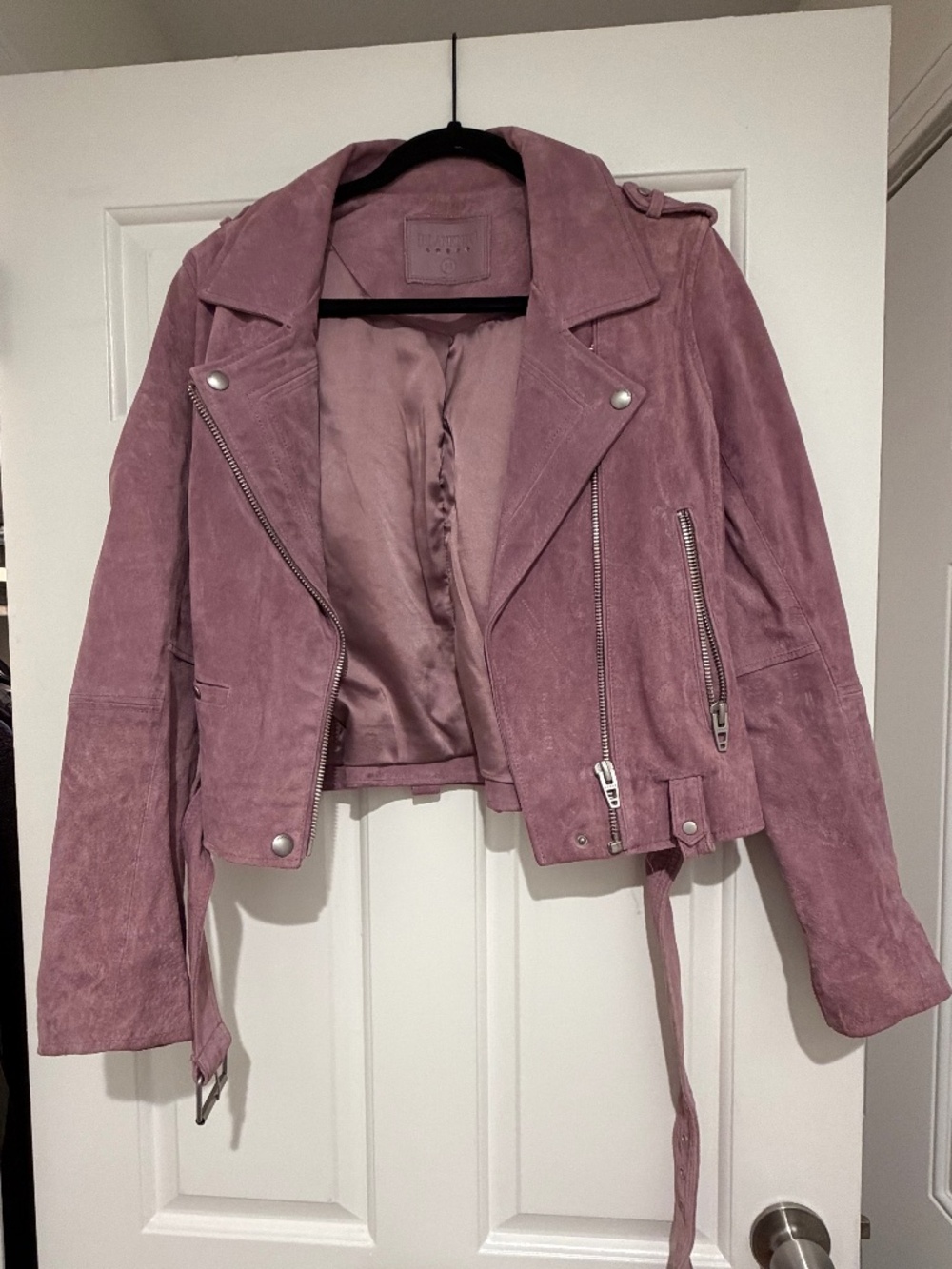BLANK NYC Suede Moto Jacket in Lavender